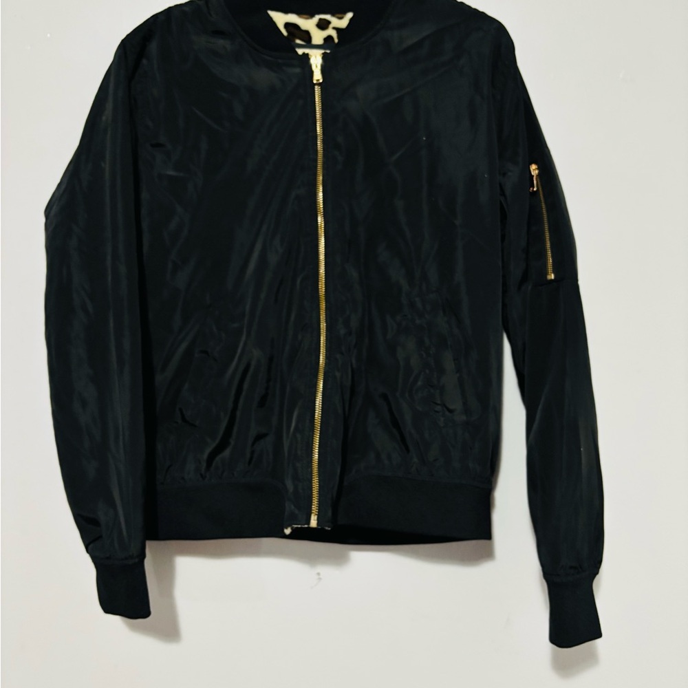 Ci Sono Black Jacket with Leopard Print Lining